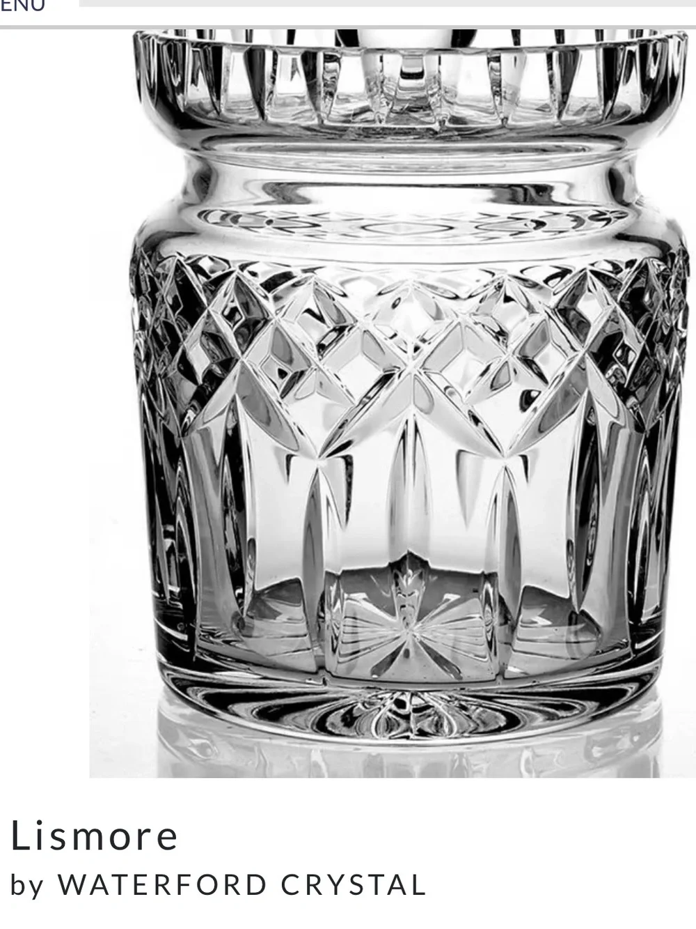 Waterford Crystal Lismore biscuit jar -missing  lid